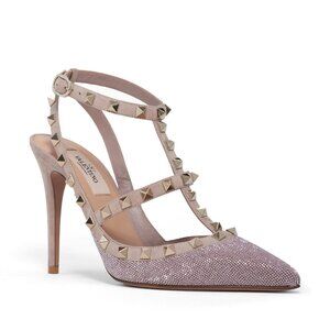 Valentino Garavani Shimmer Rockstud T-Strap Pump Shoes in EU 40.5 / US 10.5 NEW